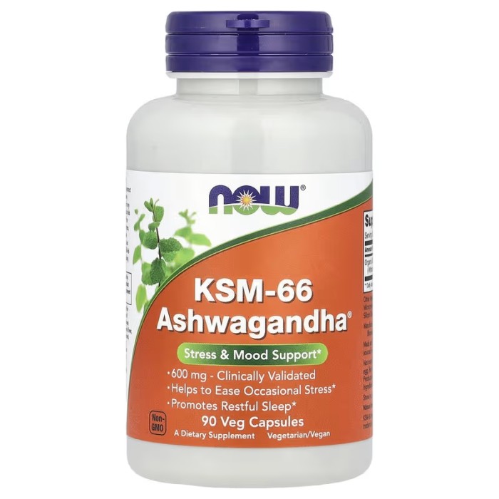 Now Foods KSM-66 Ashwagandha 600 mg 90 капсул, екстракт ашваганди