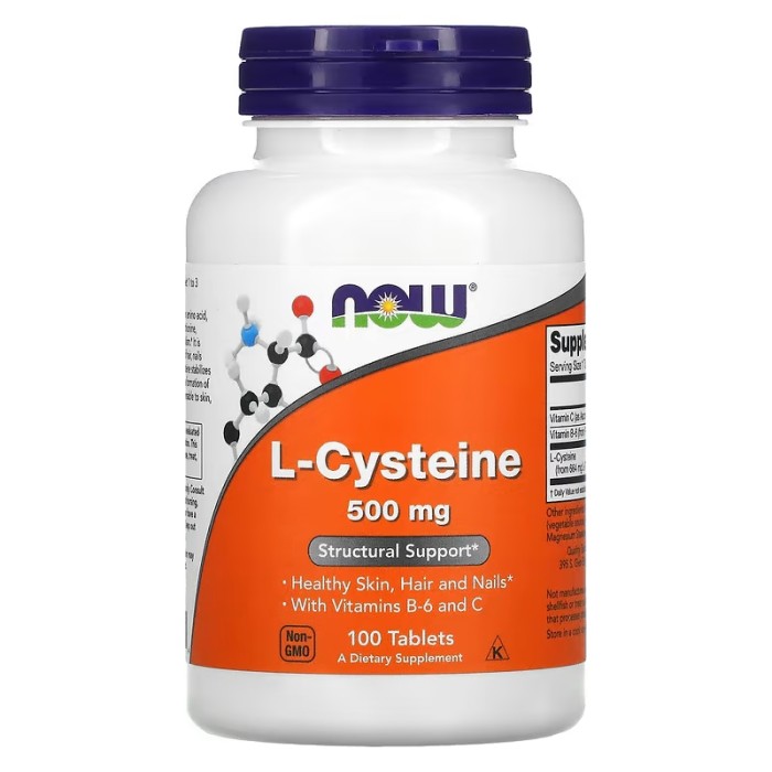 Now Foods L-Cysteine 500 mg 100 таблеток, L-цистеїн