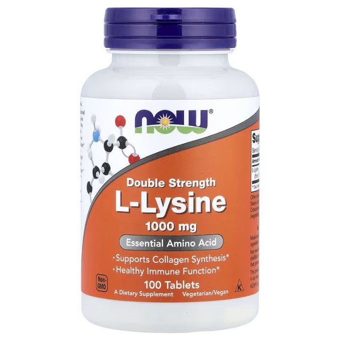 Now Foods L-Lysine 1000 mg 100 таблеток, L-лізин