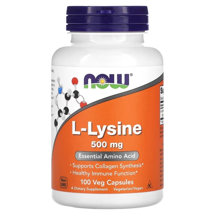 Now Foods L-Lysine 500 mg 100 капсул, L-лізин
