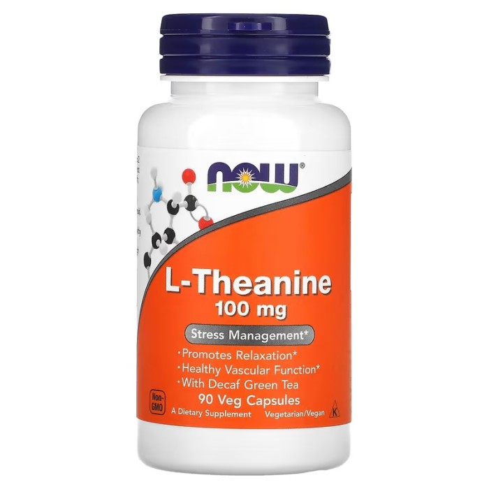 Now Foods L-Theanine 100 mg 90 капсул, L-теанін