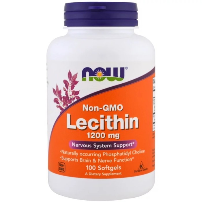 Now Foods Lecithin 1200 mg 100 гелеві капсули, лецитин