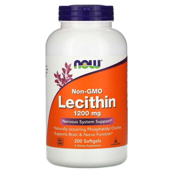 Now Foods Lecithin 1200 mg 200 гелеві капсули, лецитин
