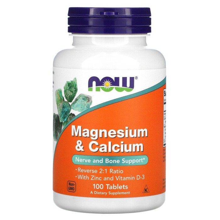 Now Foods Magnesium & Calcium 100 таблеток, магній і кальцій з цинком та вітаміном D-3