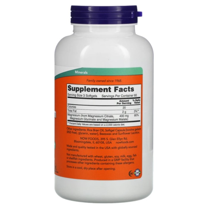 Now Foods Magnesium Citrate 180 м'яких гелевих капсул, цитрат магнію