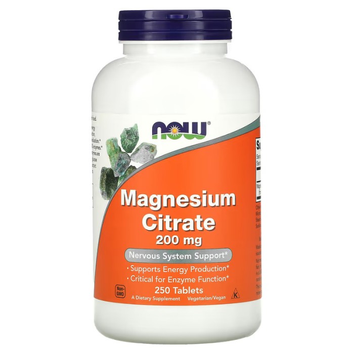 Now Foods Magnesium Citrate 250 таблеток, цитрат магнію