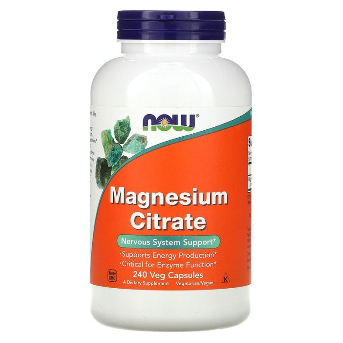 Now Foods Magnesium Citrate 240 капсул, цитрат магнію