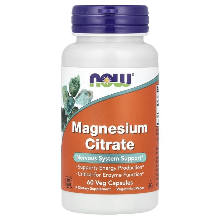 Now Foods Magnesium Citrate 60 капсул, цитрат магнію
