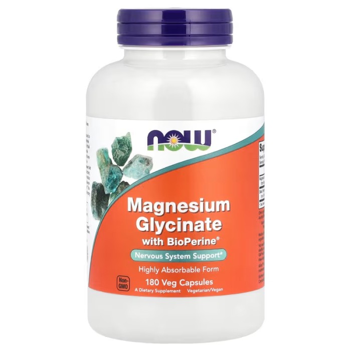 Now Foods Magnesium Glycinate With BioPerine® 180 капсул, гліцинат магнію