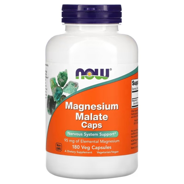 Now Foods Magnesium Malate 180 капсул, малат магнію