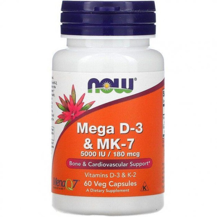 Now Foods Mega D-3 & MK-7 60 капсул, вітаміни D3 та К2