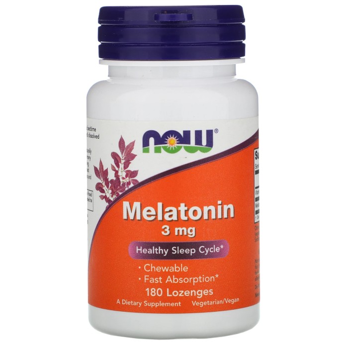 Now Foods Melatonin 3 mg 180 пастилок, мелатонін