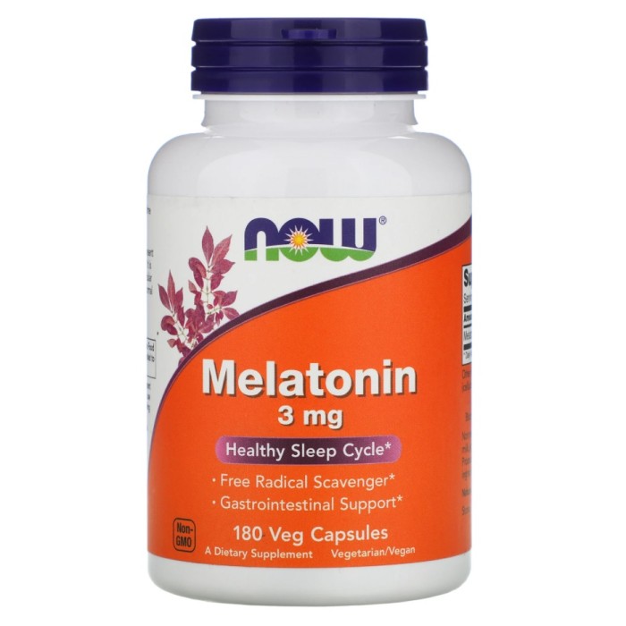 Now Foods Melatonin 3 mg - 180 капсул, мелатонін