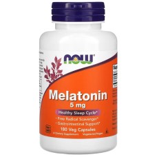 Now Foods Melatonin 5 mg 180 капсул, мелатонін