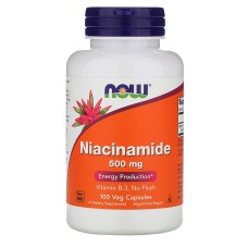 Now Foods Niacinamide 500 mg 100 капсул, вітамін В3 (у вигляді ніацинаміду)