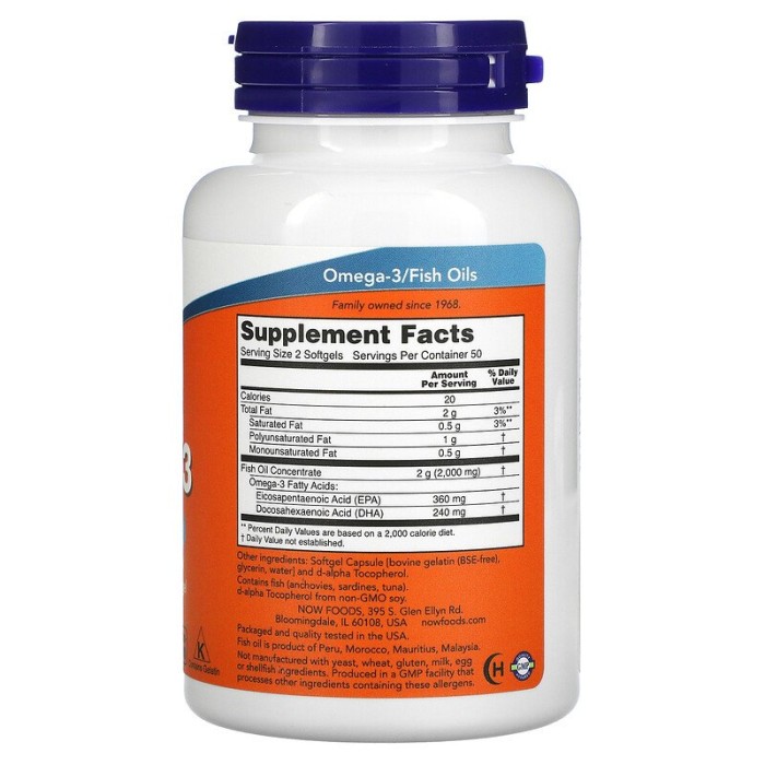 Now Foods Omega-3 100 капсул, риб'ячий жир