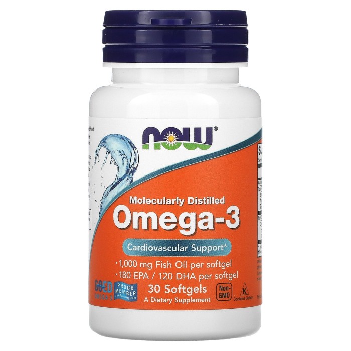 Now Foods Оmega-3 30 капсул, омега 3, риб'ячий жир