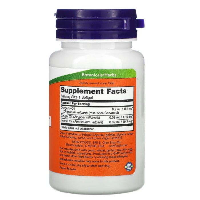 Now Foods Oregano Oil 90 капсул, олія орегано