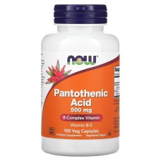 Now Foods Pantothenic Acid 500 mg 100 капсул, пантотенова кислота