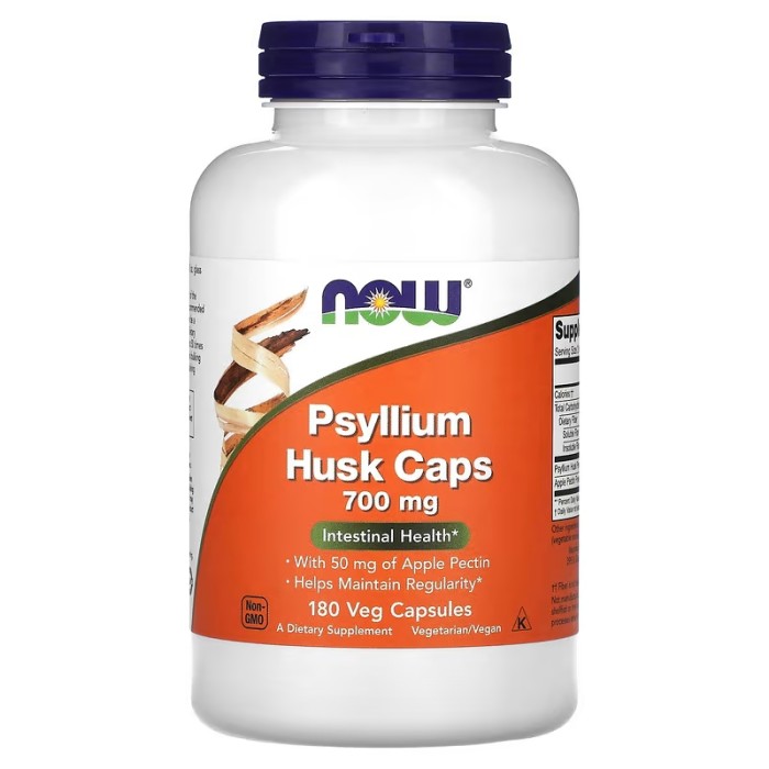 Now Foods Psyllium Husk Caps 180 капсул, порошок із лушпиння подорожника
