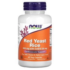 Now Foods Red Yeast Rice 600 mg CoQ10 30 mg 60 veg caps