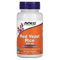 Now Foods Red Yeast Rice 600 мг 60 веганських капсул, червоний ферментований рис
