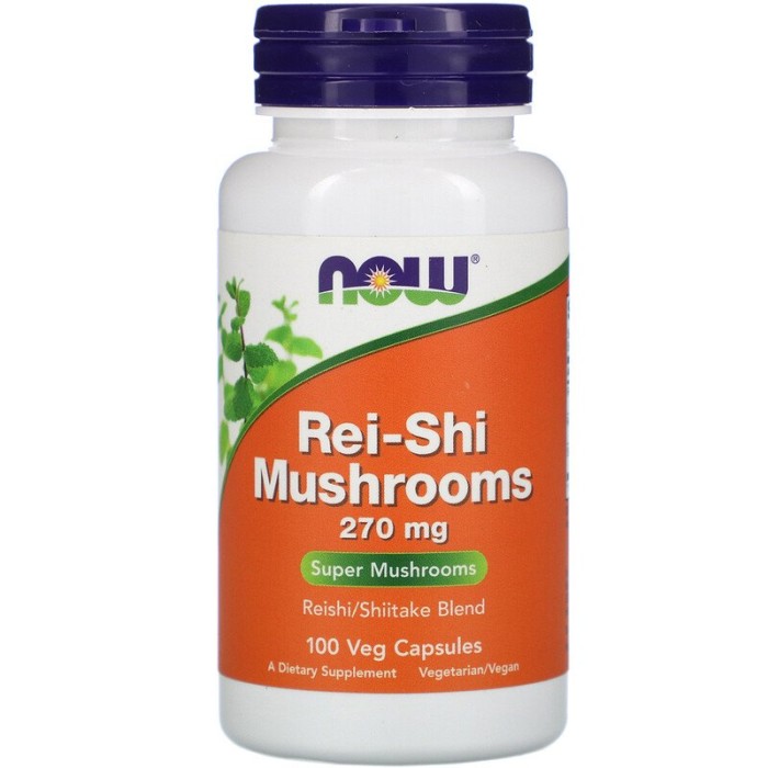 Now Foods Rei-Shi Mushrooms 270 mg 100 капсул, cуміш грибів рейші та шиітаке