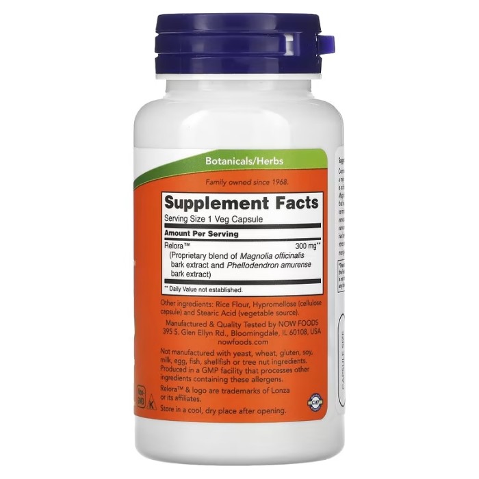 Now Foods Relora 300 mg 60 вегетаріанських капсул, контроль стресу і апетиту