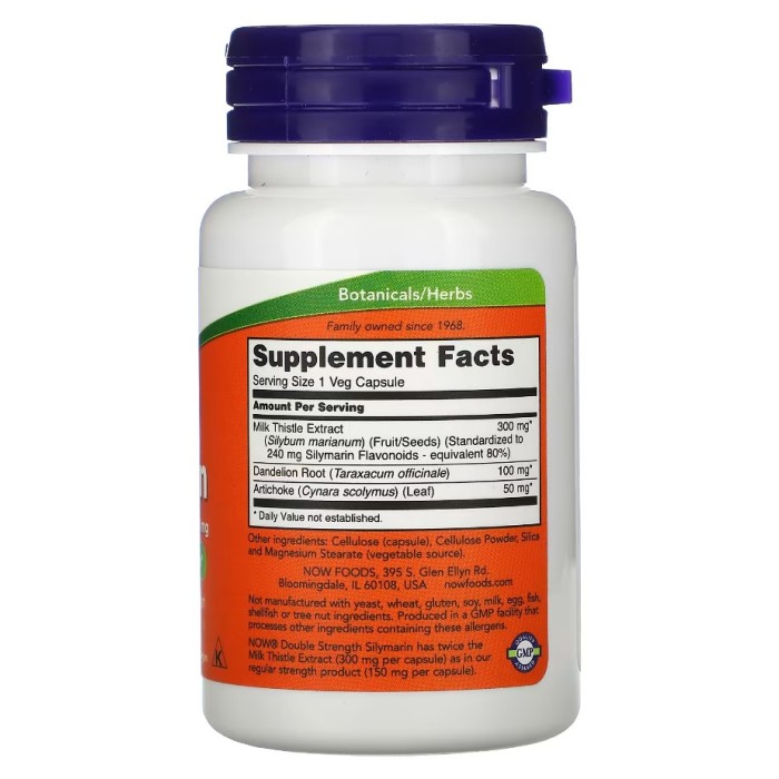 Now Foods Milk Thistle Silymarin 300 mg 50 капсул, екстракт розторопші з артишоком і кульбабою