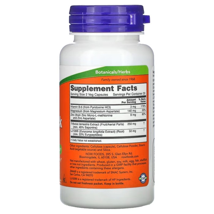 Now Foods TestoJack 100 60 капсул, комплекс рослинних екстрактів з цинком та магнієм