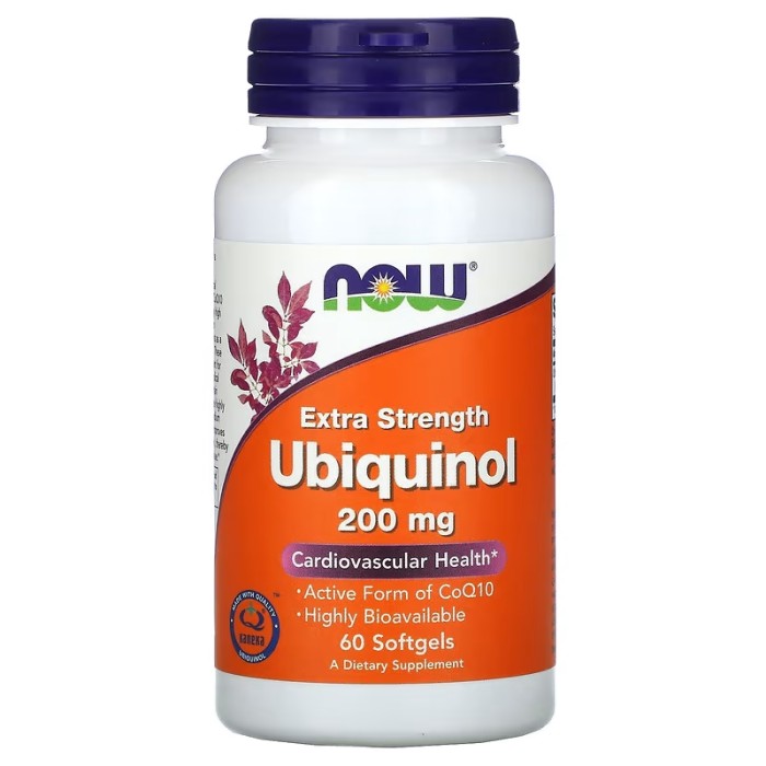 Now Foods Ubiquinol 200 mg 60 капсул, убіхінол