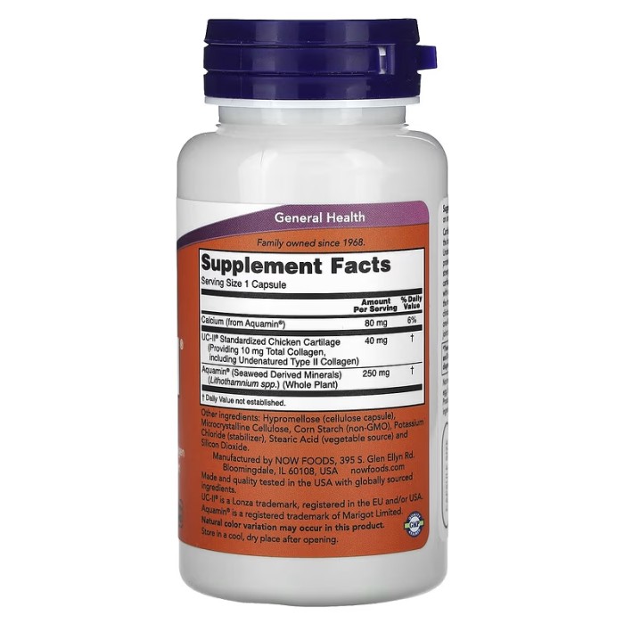 Now Foods UC-II Joint Health With Undenatured Type II Collagen 120 капсул, неденатурований колаген типу II