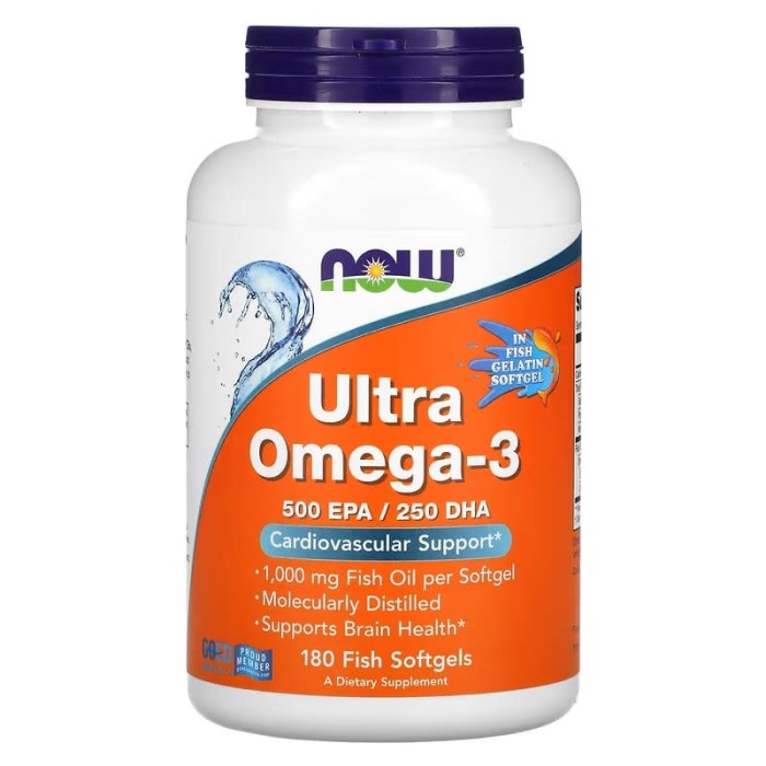 Now Foods Ultra Omega-3 500EPA/250DHA 180 рибних капсул, ультра омега 3, риб'ячий жир