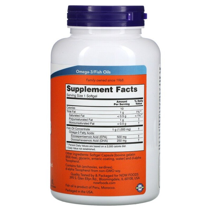 Now Foods Ultra Omega-3 500EPA/250DHA 180 капсул, ультра омега 3, риб'ячий жир
