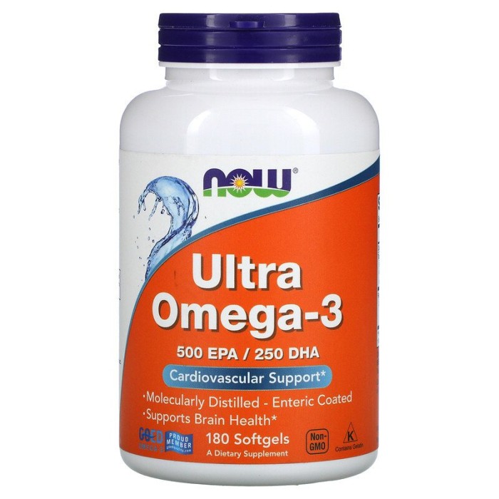 Now Foods Ultra Omega-3 500EPA/250DHA 180 капсул, ультра омега 3, риб'ячий жир