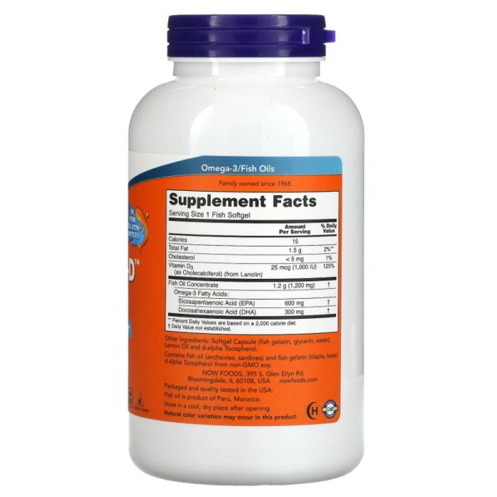 Now Foods Ultra Omega 3-D 180 капсул, омега-3 риб’ячий жир і вітамін D-3