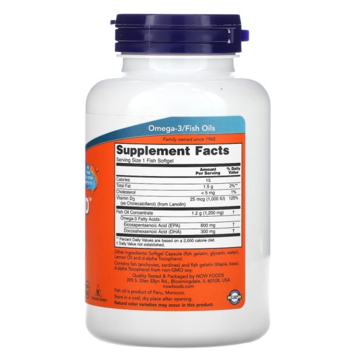Now Foods Ultra Omega 3-D 90 капсул, омега-3 риб’ячий жир і вітамін D-3