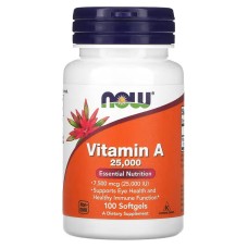Now Foods Vitamin A 7500 mcg 25000 IU 100 softgels