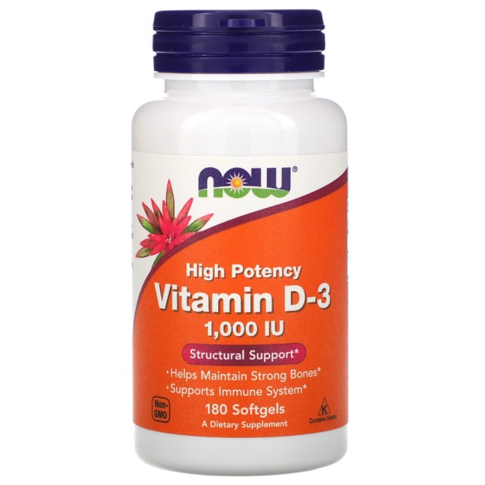 Now Foods Vitamin D-3 1000 IU 180 капсул, вітамін д