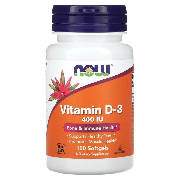 Now Foods Vitamin D-3 400 IU 180 капсул, вітамін д