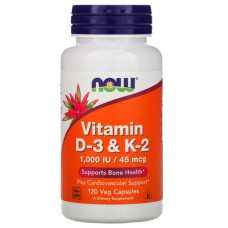 Now Foods Vitamin D3 & K2 120 капсул