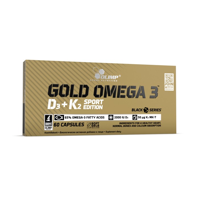 Olimp Gold Omega D3+K2 Sport Edition 60 капсул, концентрований риб'ячий жир з вітамінами D3, K2 та E
