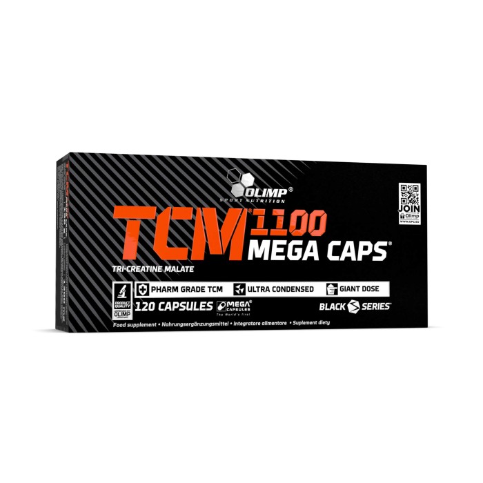 Olimp TCM 1100 Mega Caps 120 капсул, високоякісний креатин малат в капсулах