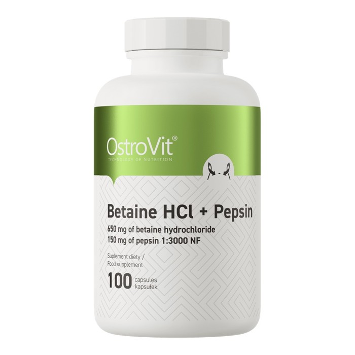 OstroVit Betaine HCL + Pepsin 100 капсул, гідрохлорид бетаїну