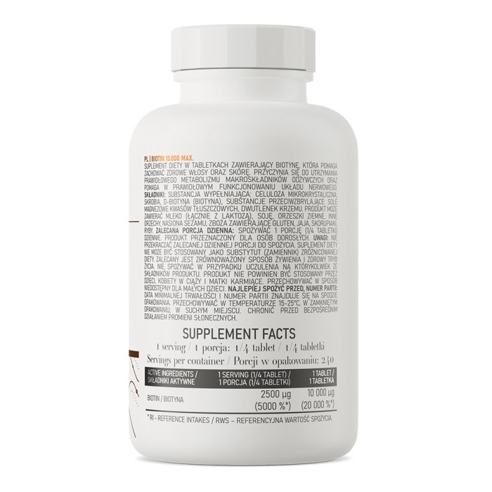 OstroVit Biotin 10.000 Max 60 таблеток, біотин