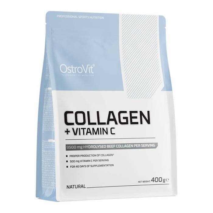 OstroVit Collagen + Vitamin C 400 грам, гідрозілований яловичий колаген + вітамін с