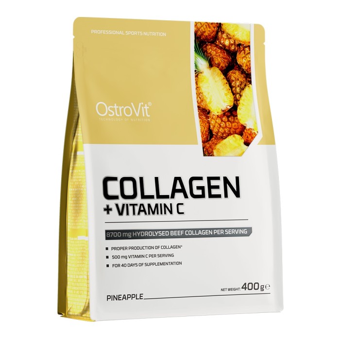 OstroVit Collagen + Vitamin C 400 грам, гідрозілований яловичий колаген + вітамін с
