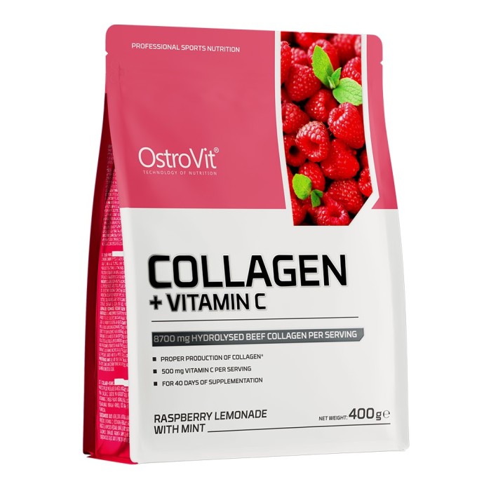 OstroVit Collagen + Vitamin C 400 грам, гідрозілований яловичий колаген + вітамін с