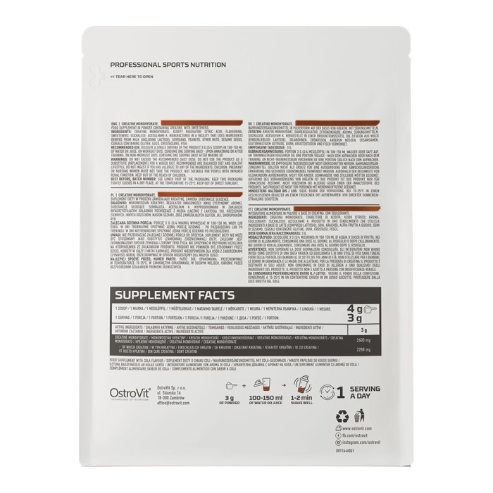 OstroVit Creatine Monohydrate 500 грам, креатин