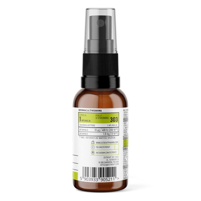 OstroVit Pharma Vitamin D3 400 IU Baby spray 30 мл, вітаміну D у краплях, для дітей